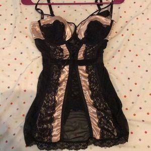 Black and champagne corset